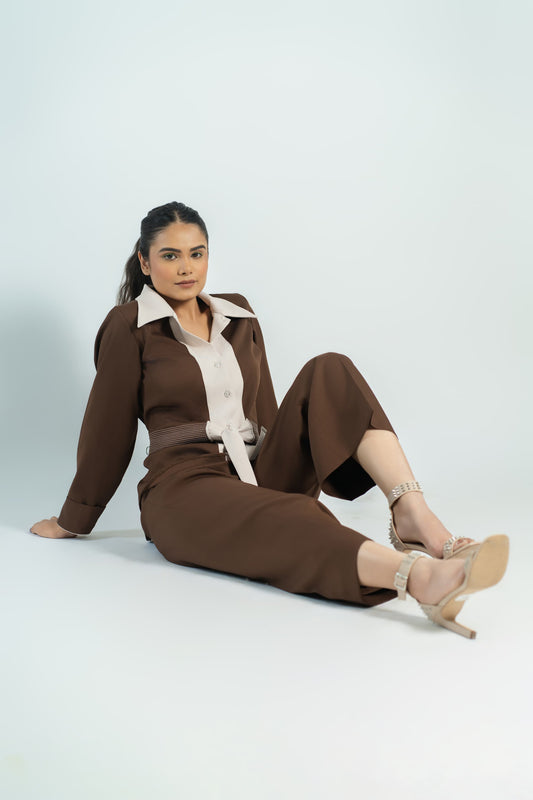 Brown and cream co ord set