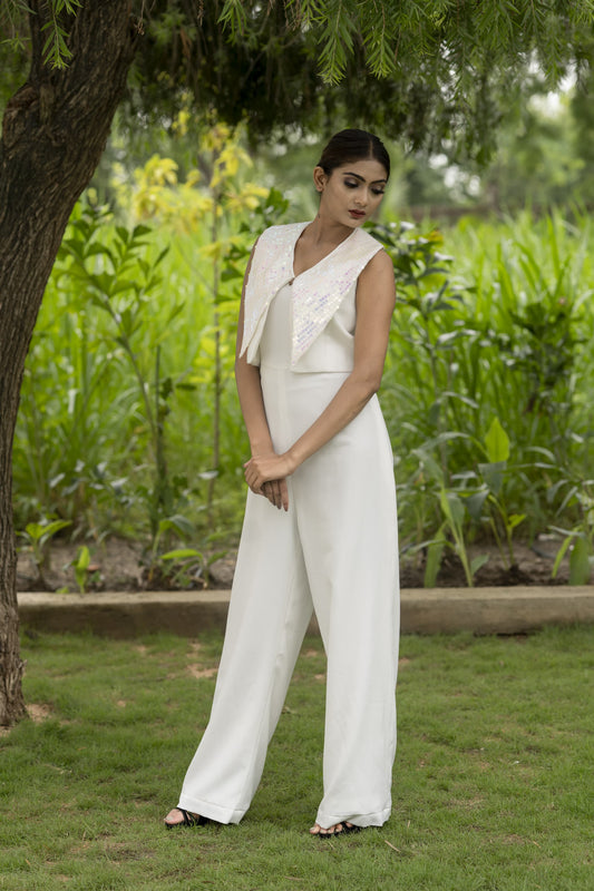 White Jumpsuit with Jacket
