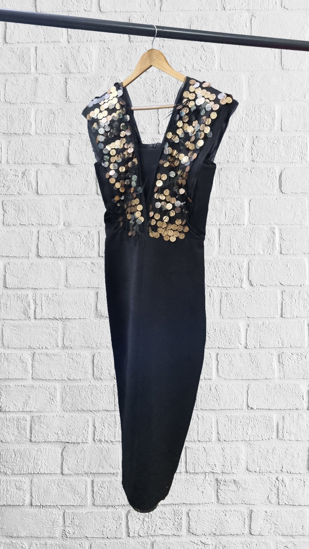 Black and golden sequins dress