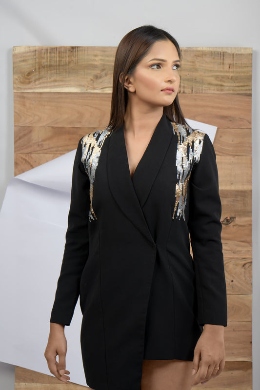 Black Embellished Blazer Dress