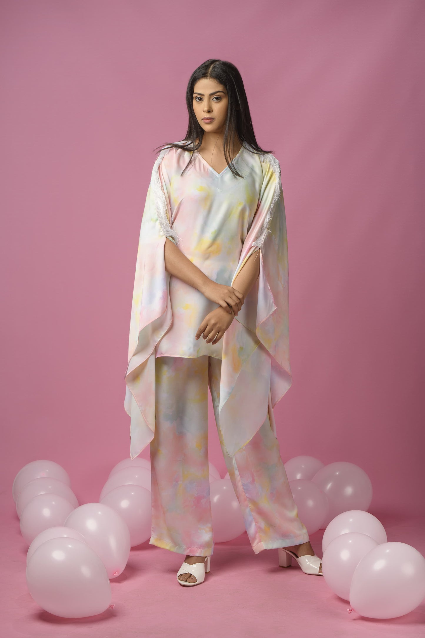 Tie Dye White Kimono Sleeve Set