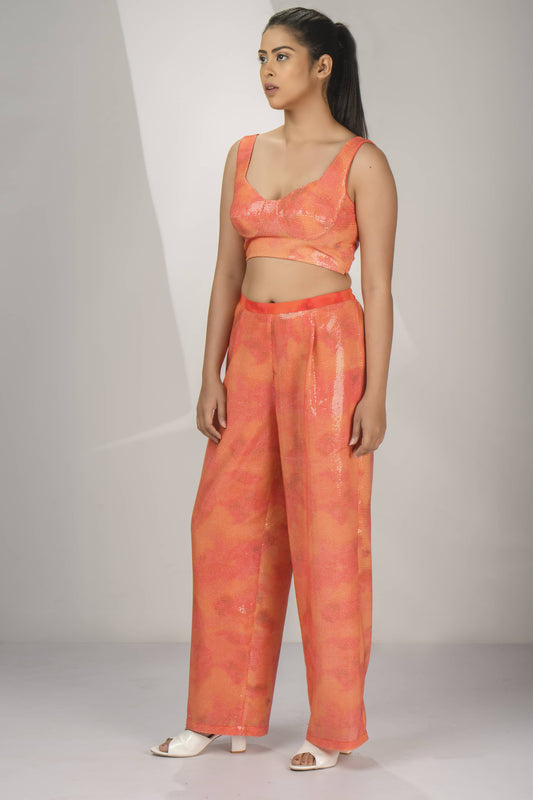 Neon Orange Bustier & Pant Set